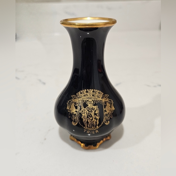 Vintage Lindner Kueps Bavaria Echt Cobalt Blue & Gold Vase German Numbered Piece - Picture 1 of 6